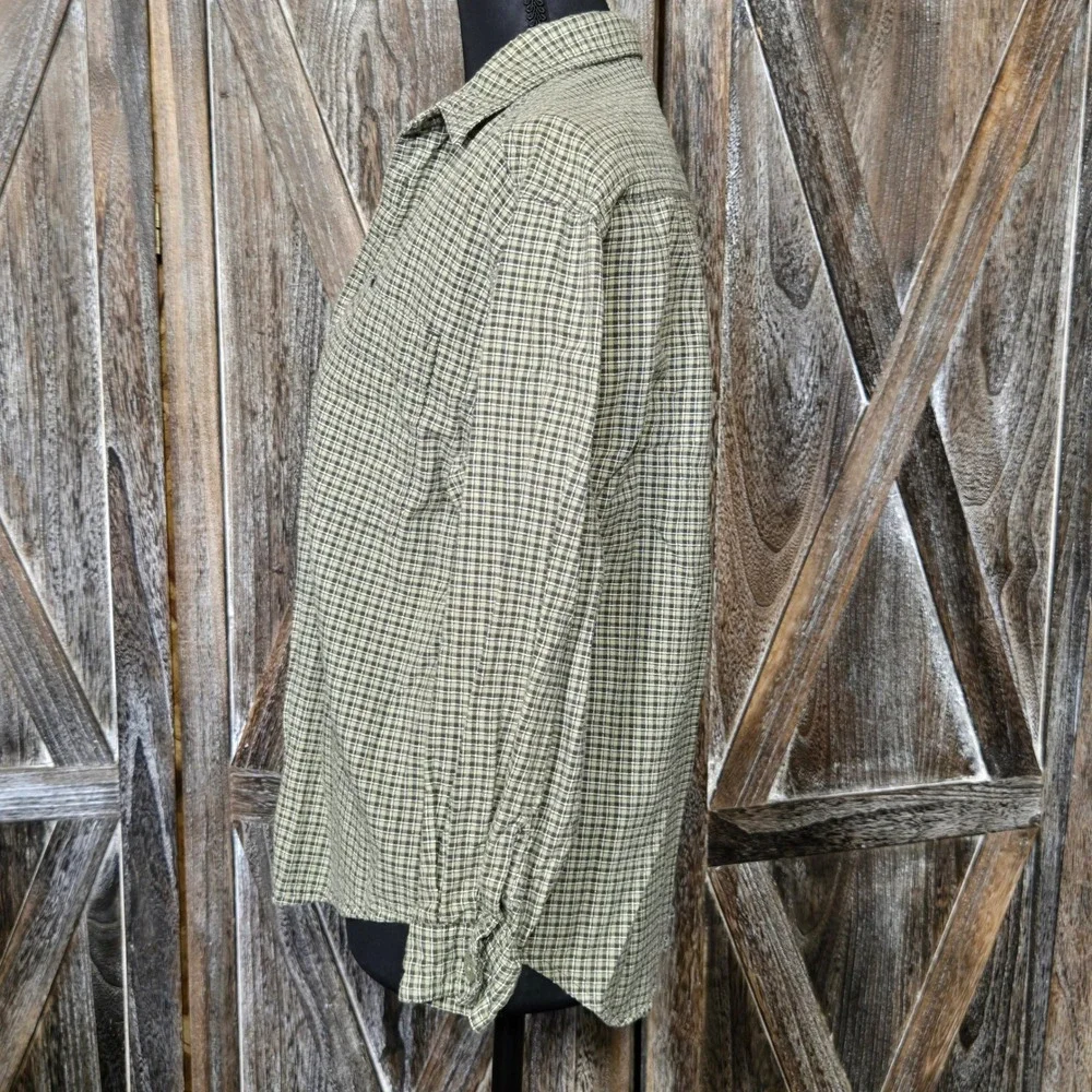 Levis Dry Goods Kids‎ Boys Medium Green Plaid Long Sleeve Button Down Shirt